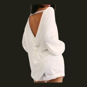 Free People Ivory/White Shimmy Shake V-Back Knit Top Womens XSmall NEW